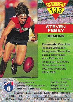 1994 Select AFL #133 Steven Febey Back